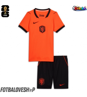 Nizozemsko Dětské Domácí Dres MS 2026 Krátký Rukáv (+ trenýrky)